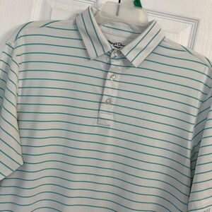 Straight‎ Down Performance Polo Shirt Striped Golf Athletic Size L